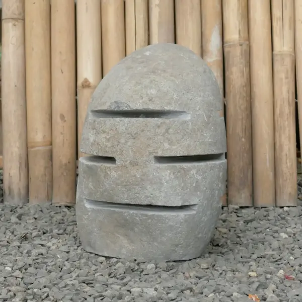 Product image 1 of the product “Garden latern with more slices, removable bottom cover for lamp, approx. 35cm height, natural stone (Riverstone), stonemasonry ”